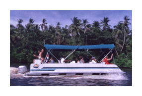 The 'FIESTA' accommodates larger groups on tours of the Tortuguero canals